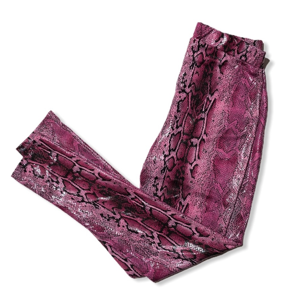 Sexy Shiny Pink Snake Reptile Print Leggings - Picture 2 of 7